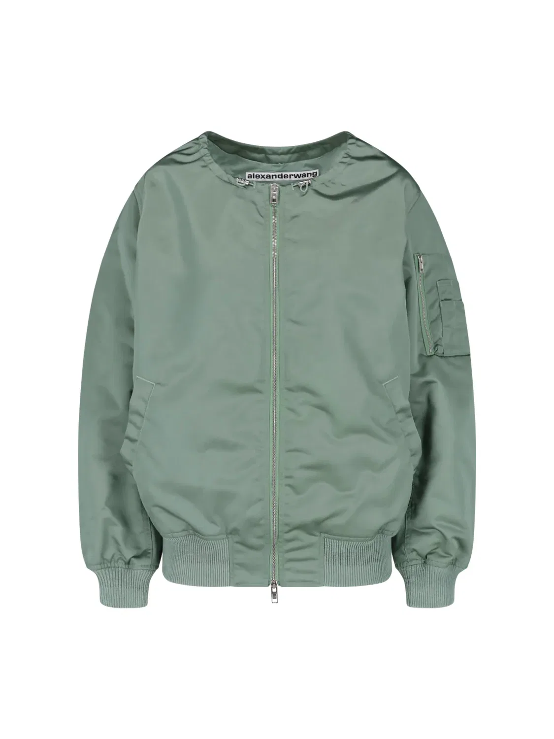 Зеленая куртка-бомбер с затягивающимся воротником Alexander Wang, Green