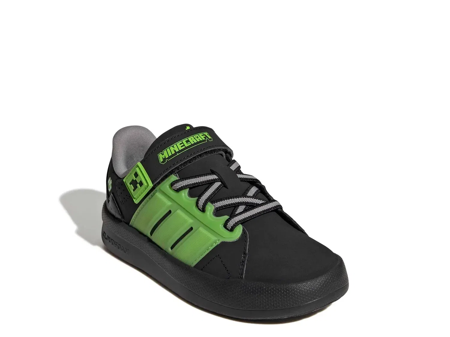 Кроссовки детские со светодиодами Minecraft Lightorama adidas, черно-зеленые