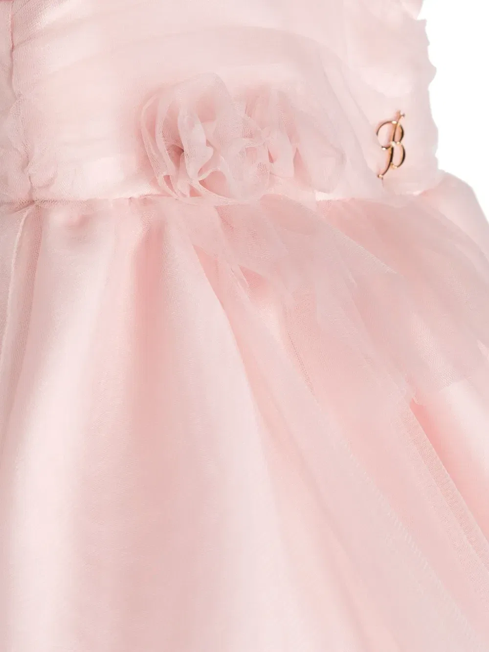 Расклешенное платье с цветочной аппликацией Miss Blumarine, розовый — фото 3