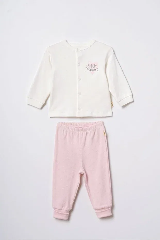 Детский комплект из футера с принтом Babycosy Organic Wear, Pink — фото 2