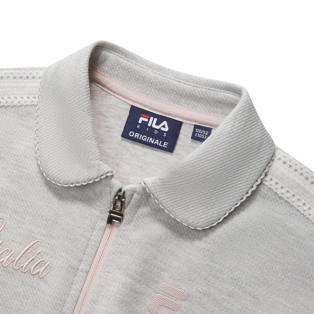 Детский топ с отложным воротником Ivory Heather Gray FILA KIDS — фото 4