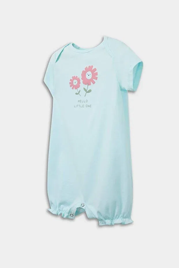Детский комбинезон для девочек хлопковый с принтом Floral combed cotton 2-piece short sleeve romper baby girl newborn e4026a525hs Defacto, White-Wt47 — фото 3