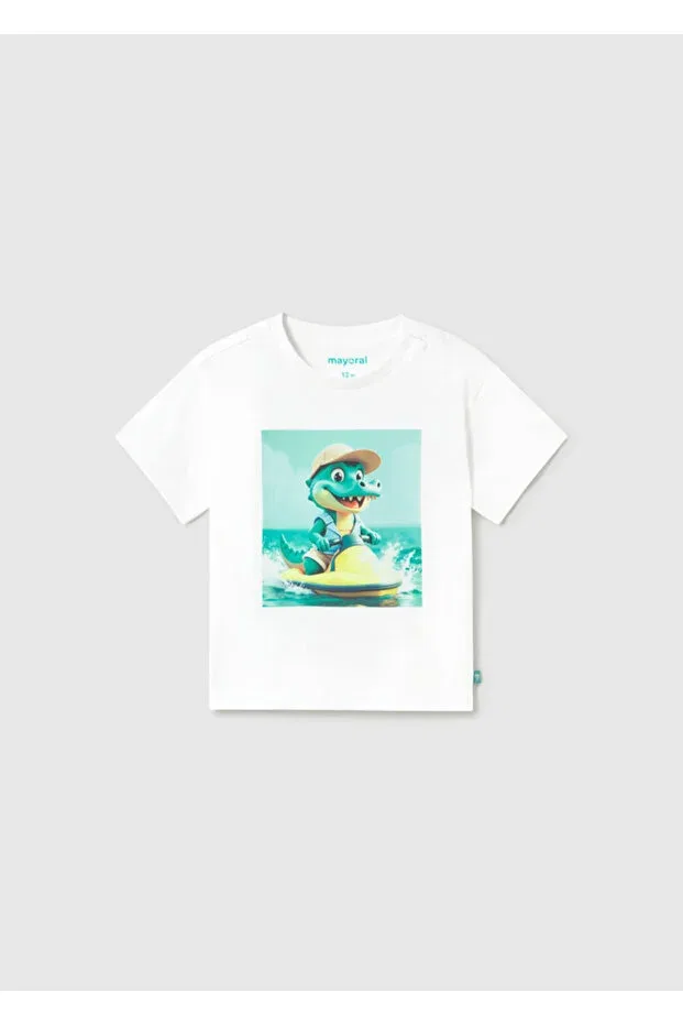 Детская футболка для мальчиков с принтом Dinosaur Printed T-Shirt 1015 Mayoral, White