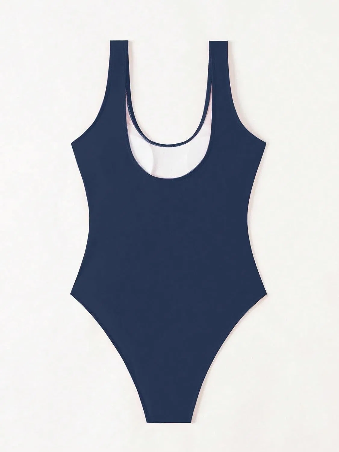 Женский цельный купальник с открытой спиной и высоким вырезом Navy Blue — фото 2
