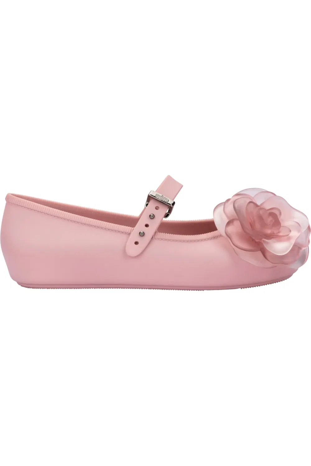 Детские туфли балетки с цветочной аппликацией Soft Ballerina Mini Melissa, розовый — фото 2
