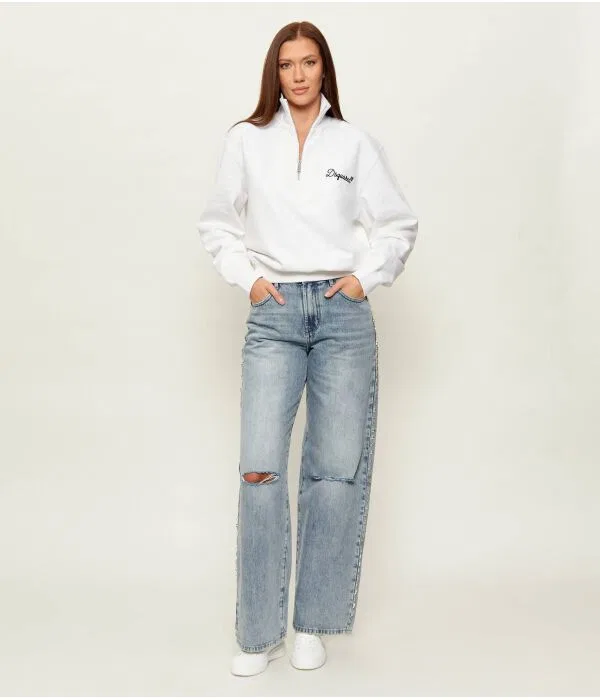 Женская флисовая кофта с молнией Dsquared2, белый — фото 2
