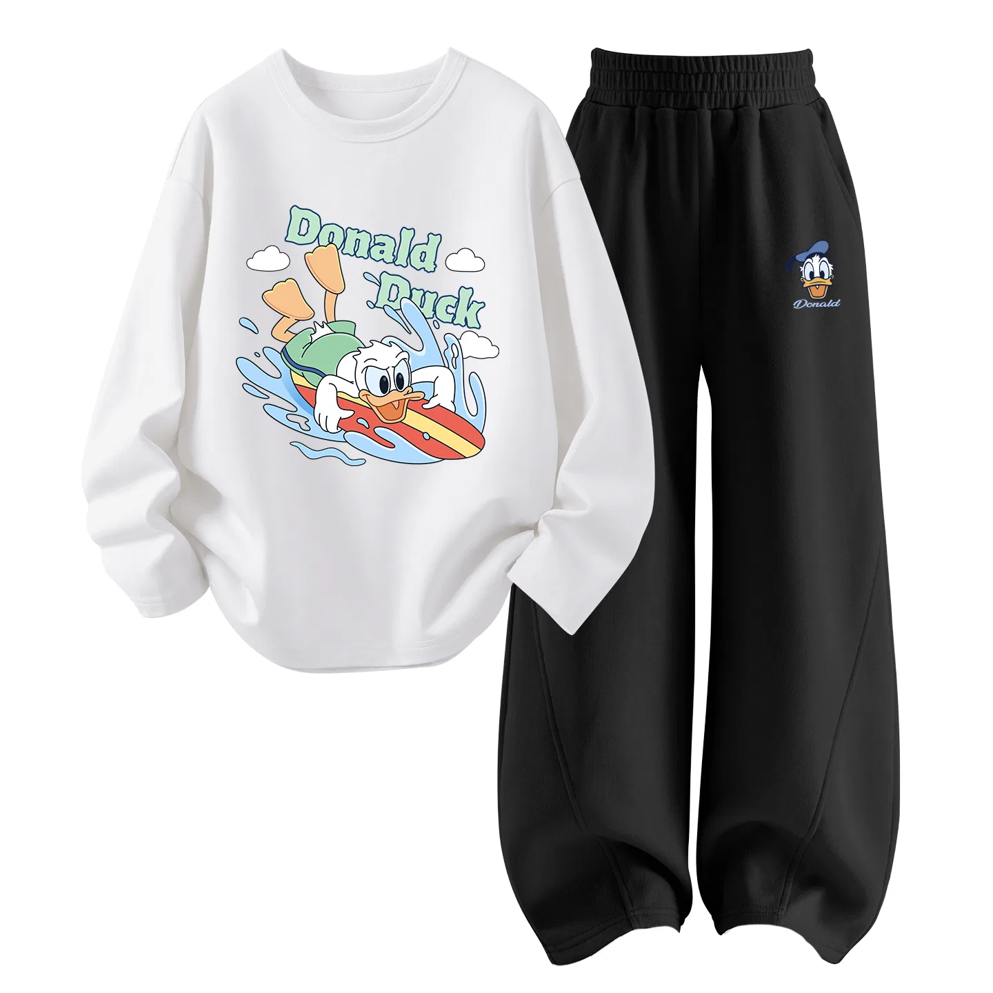 Детский спортивный комплект с круглым вырезом Di Surfing Duck White+Di Correct Face Duck Black Disney, Di Surfing Duck White+Di Correct Face Duck Black