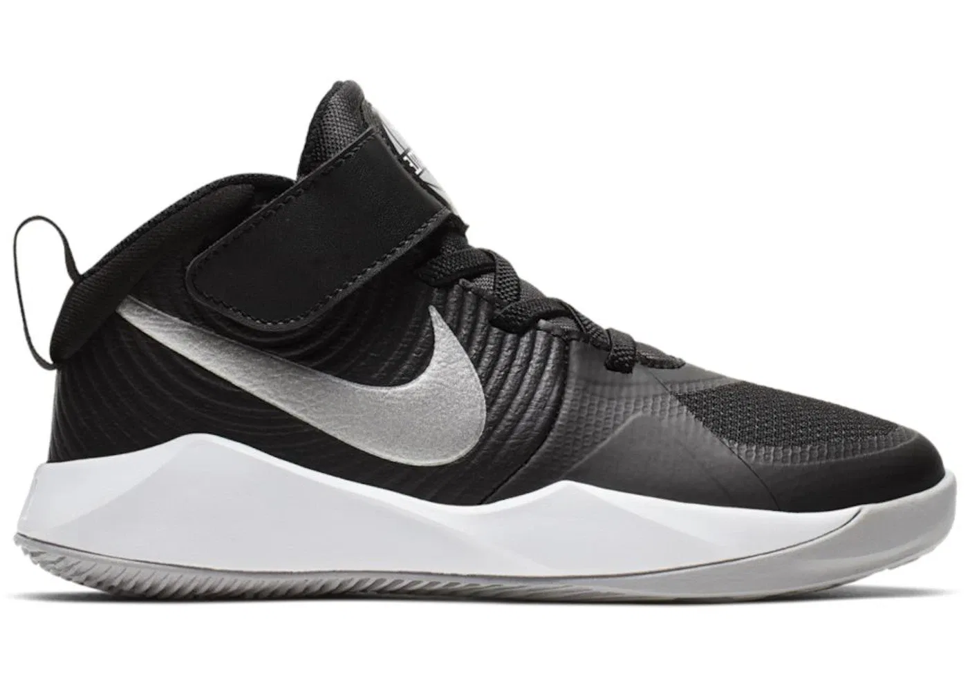 Детские кроссовки для мальчиков с длинным шнурком Nike Team Hustle D 9 Nike, Black/Wolf Grey/White/Metallic Silver
