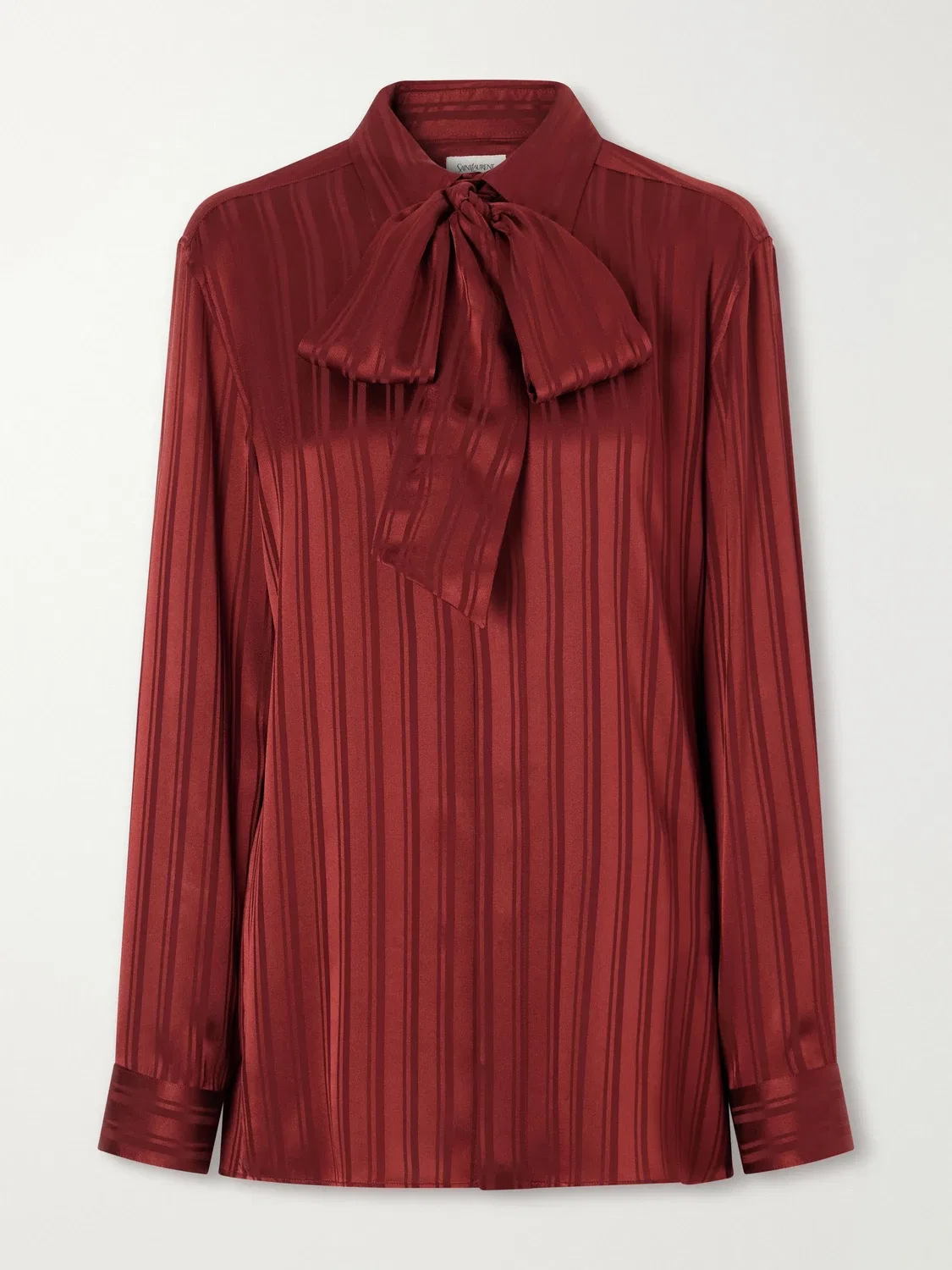 Шелковая блузка в полоску SAINT LAURENT, красный