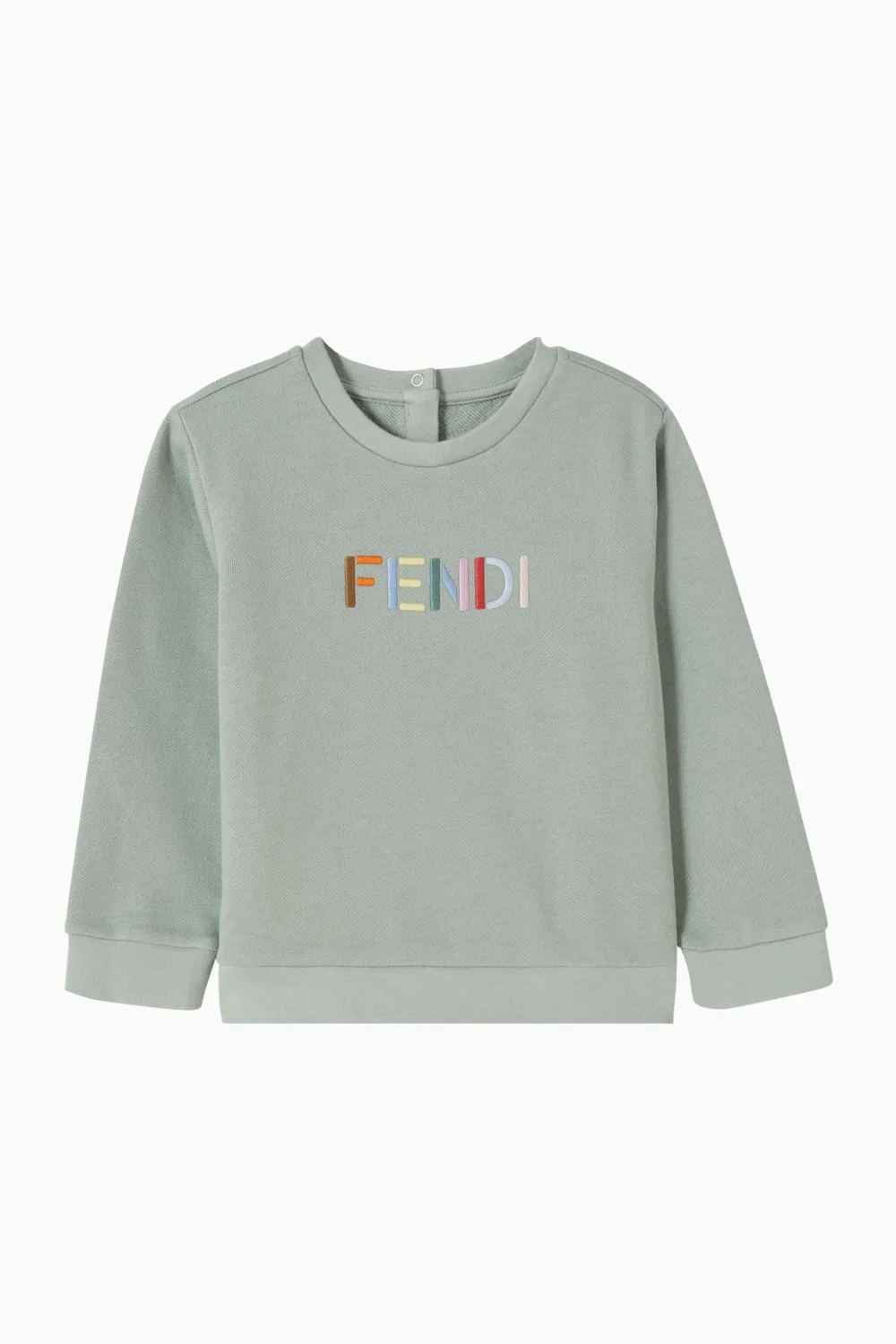 Свитшот с вышитым логотипом из хлопкового флиса Fendi, зеленый