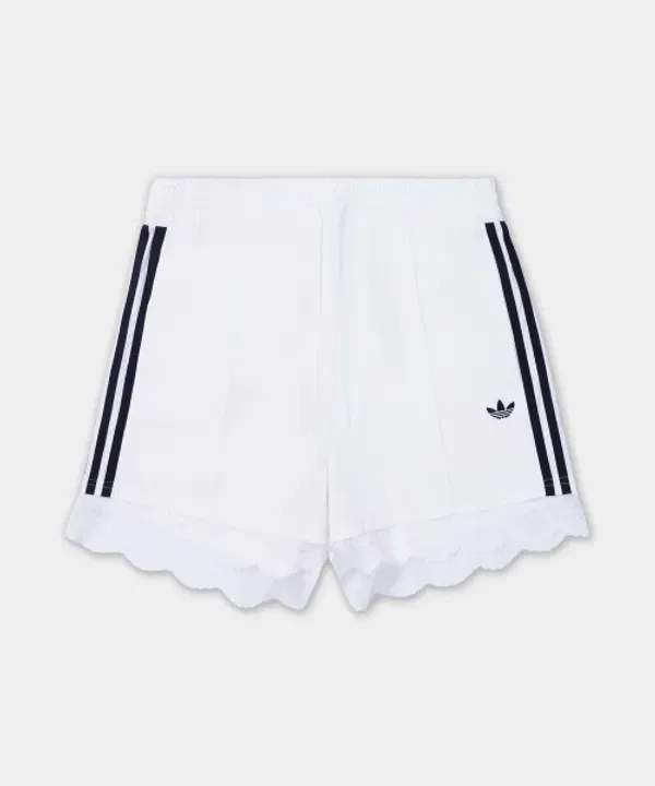 Шорты с кружевной отделкой и тремя полосками, Adidas, белый