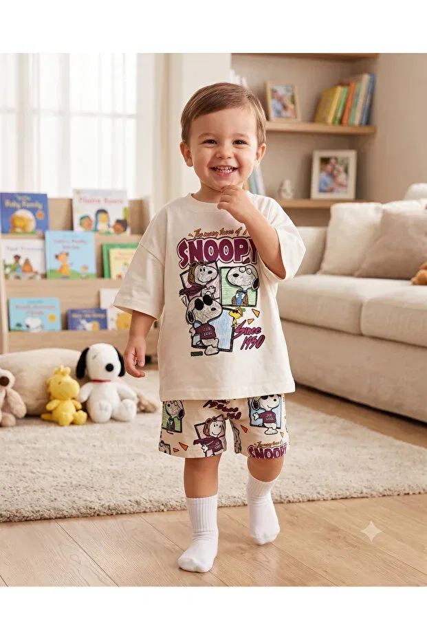 Детская футболка с принтом Retro Character Unisex Cotton Short Sleeve Kids T-shirt Babytex, Ecru