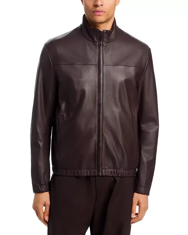 Мужская куртка из кожи с воротником-стойкой Molta Boss, Medium Brown — фото 3