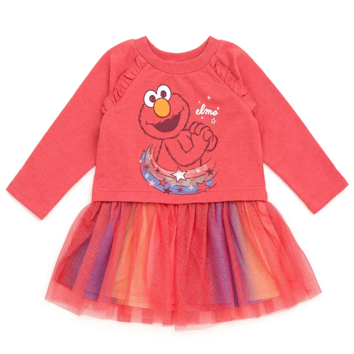 Детское платье для девочек с принтом Sesame Street French Terry, Red