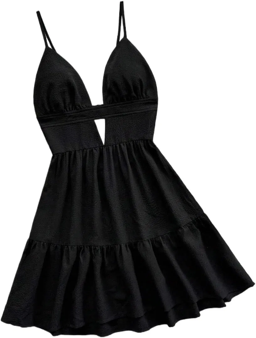 Женское ками платье с открытой спиной, Black