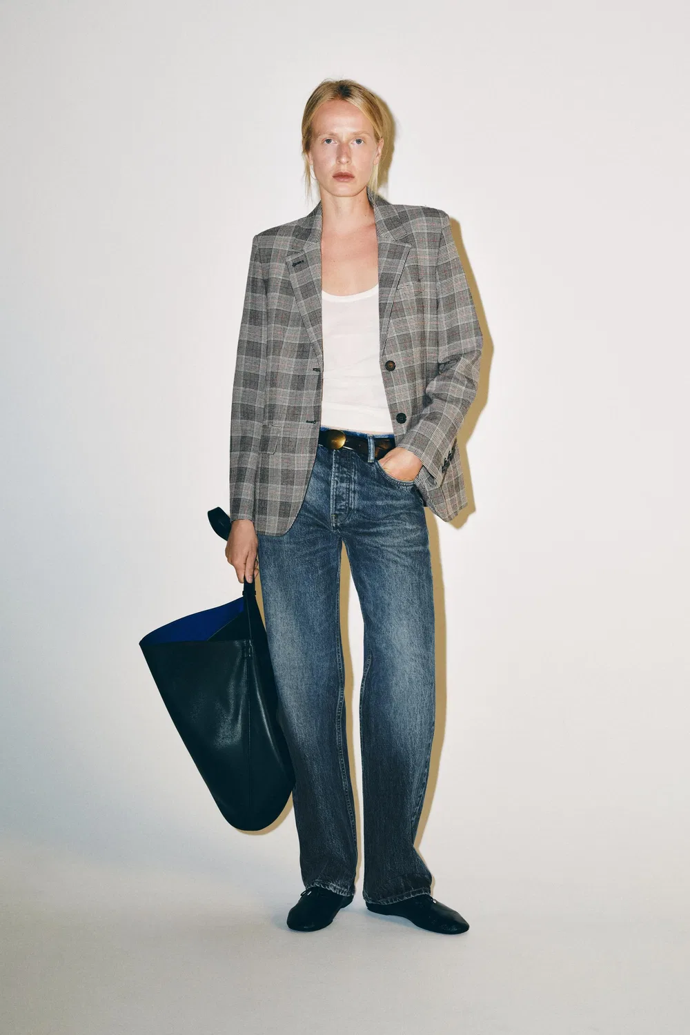 Блейзер в клетку из коллекции ZW ZARA, Grey