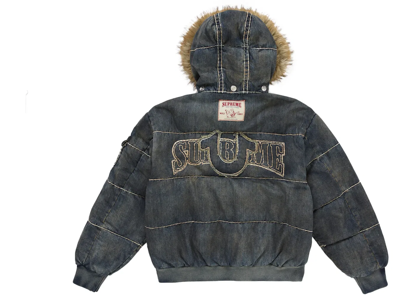 Мужская пуховая куртка с квилтингом Supreme True Religion Navy, Dirty Indigo — фото 3