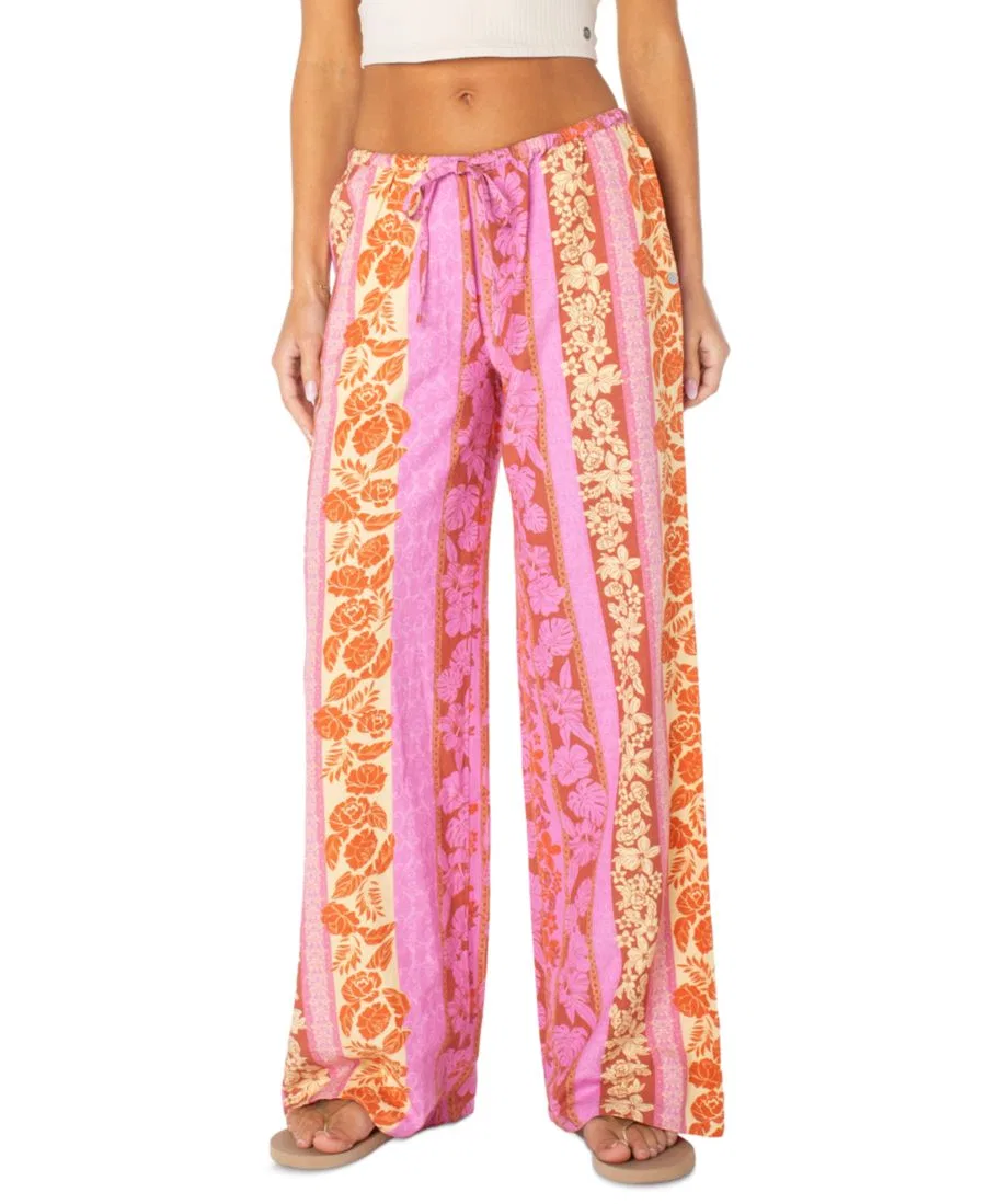 Штаны женские широкие Iyla Wide-Leg Roxy, Fuchsia Pink Lanai Stripe