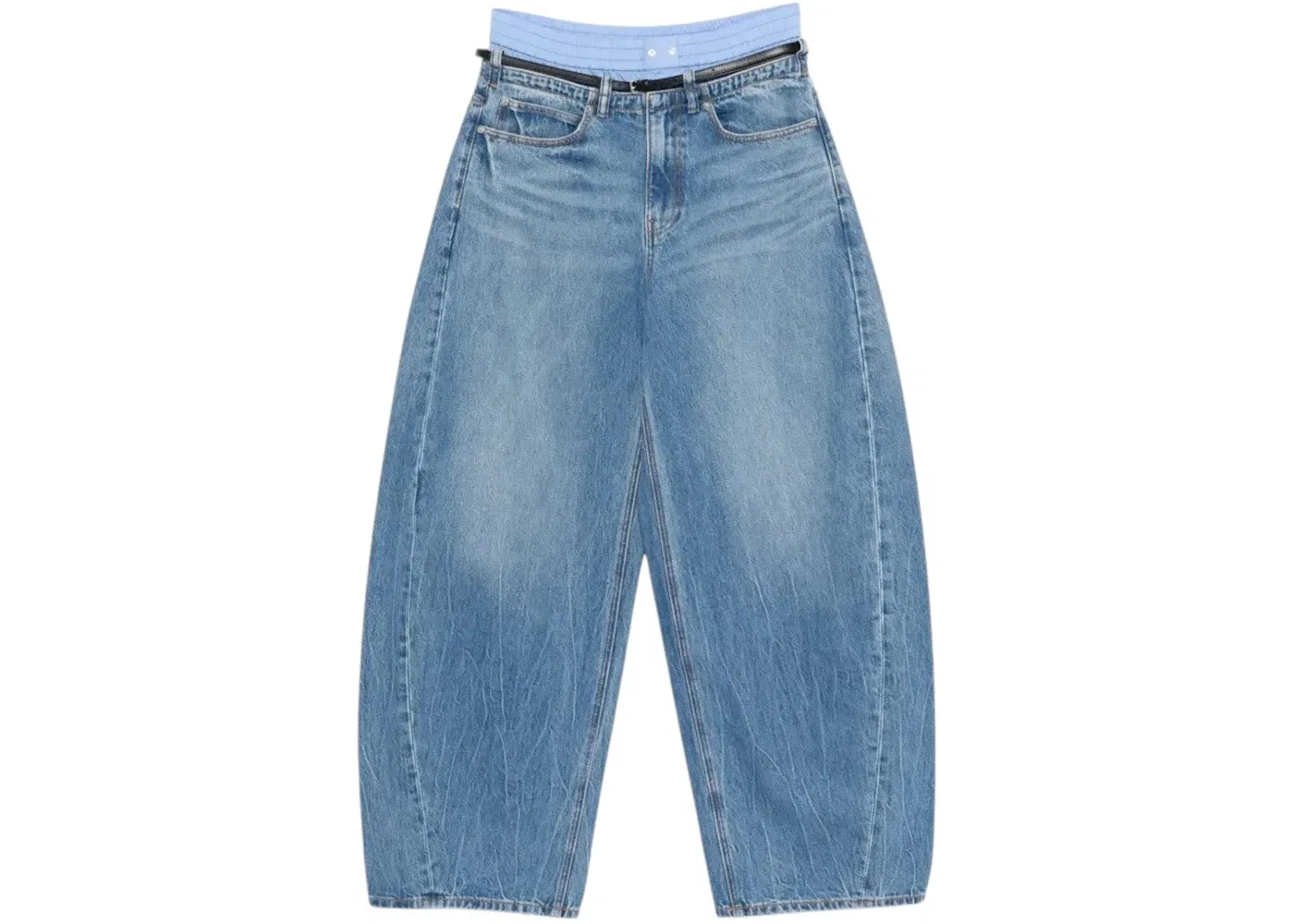 Женские джинсы с кожаным ремнем и боксерами Prestyle Blow Up Alexander Wang, 400C Vintage Marbled Blue