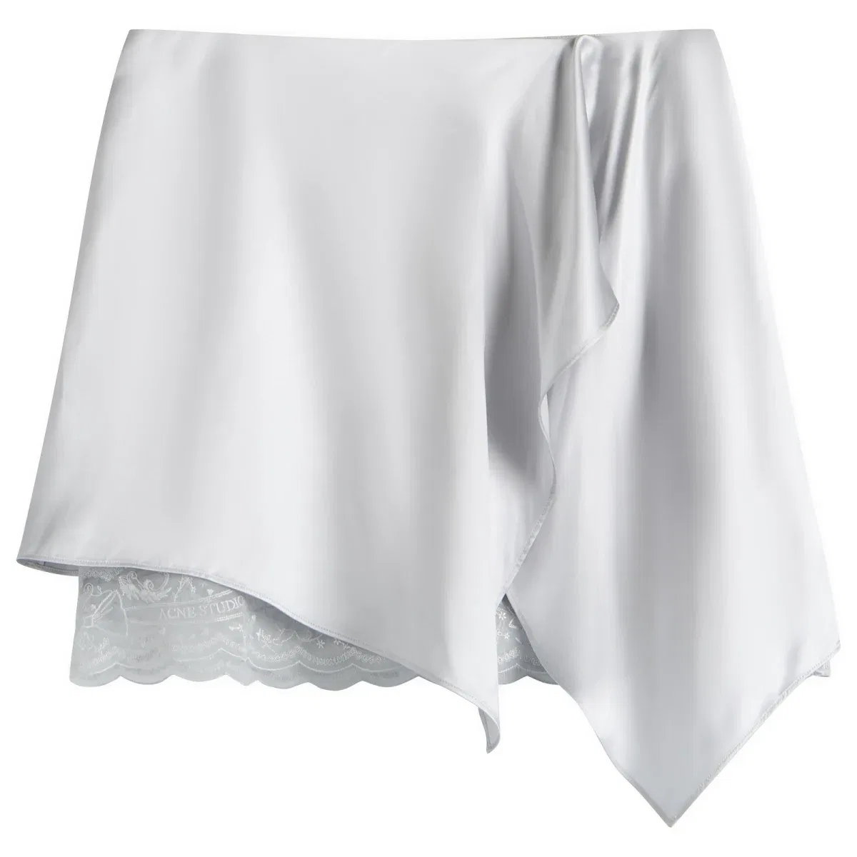Юбка из атласа с кружевом Inouki Acne Studios, Ice Blue