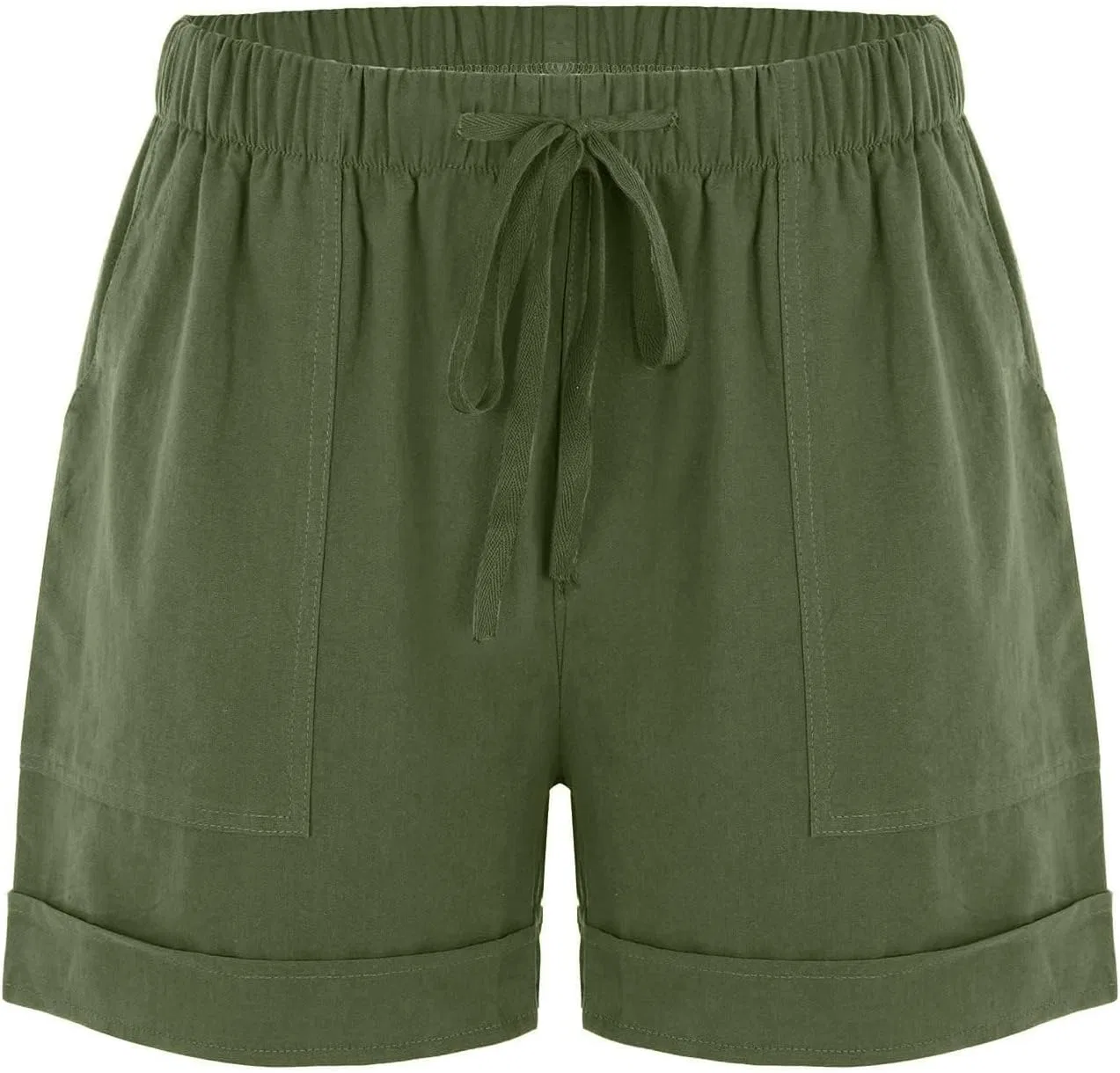 Женские шорты на завязках с карманами, Army Green — фото 2