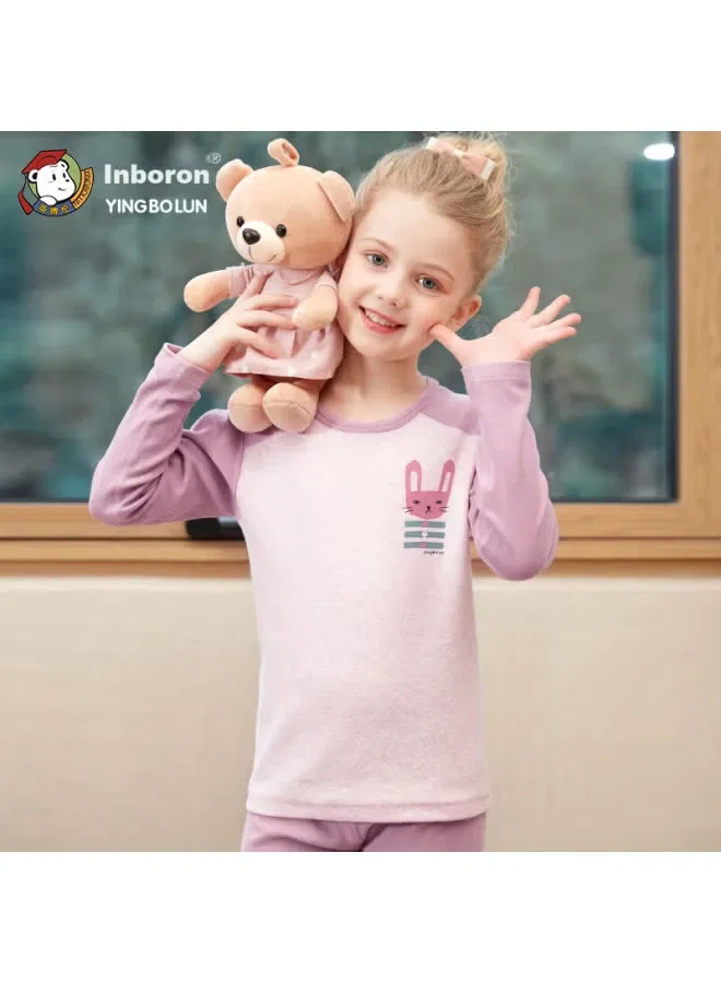 Комплект детского термобелья из хлопка для девочек 85250 Yingbolun, фиолетовый — фото 3