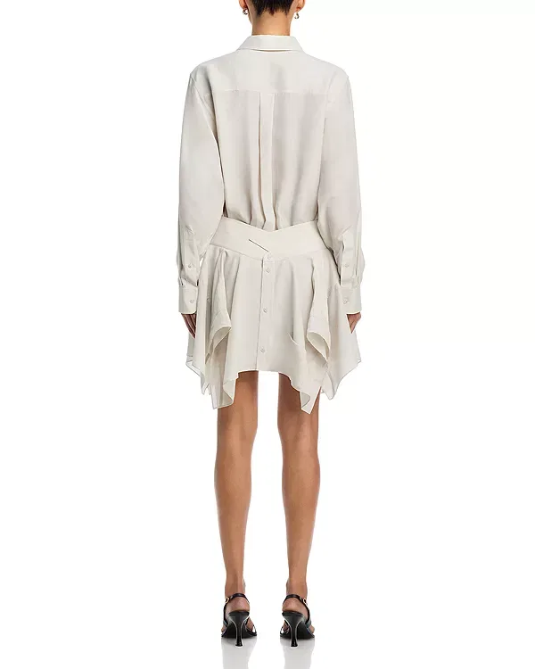 Женское хлопковое платье-рубашка Cut off double shirt dress Alexander Wang, Ash White — фото 4