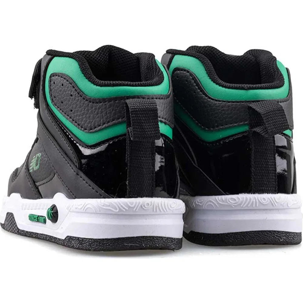 Детские спортивные ботинки для мальчиков на липучках кожаные, Black Green Ndrops — фото 3