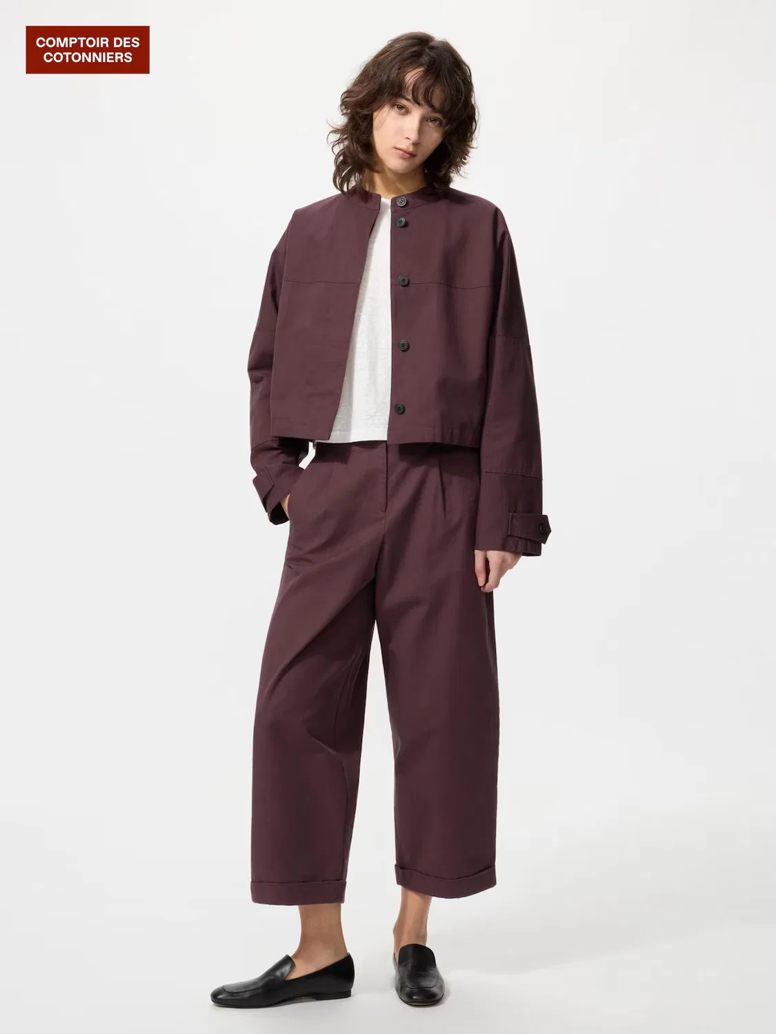 Штаны Uniqlo, свободные хлопковые брюки, темно-коричневый
