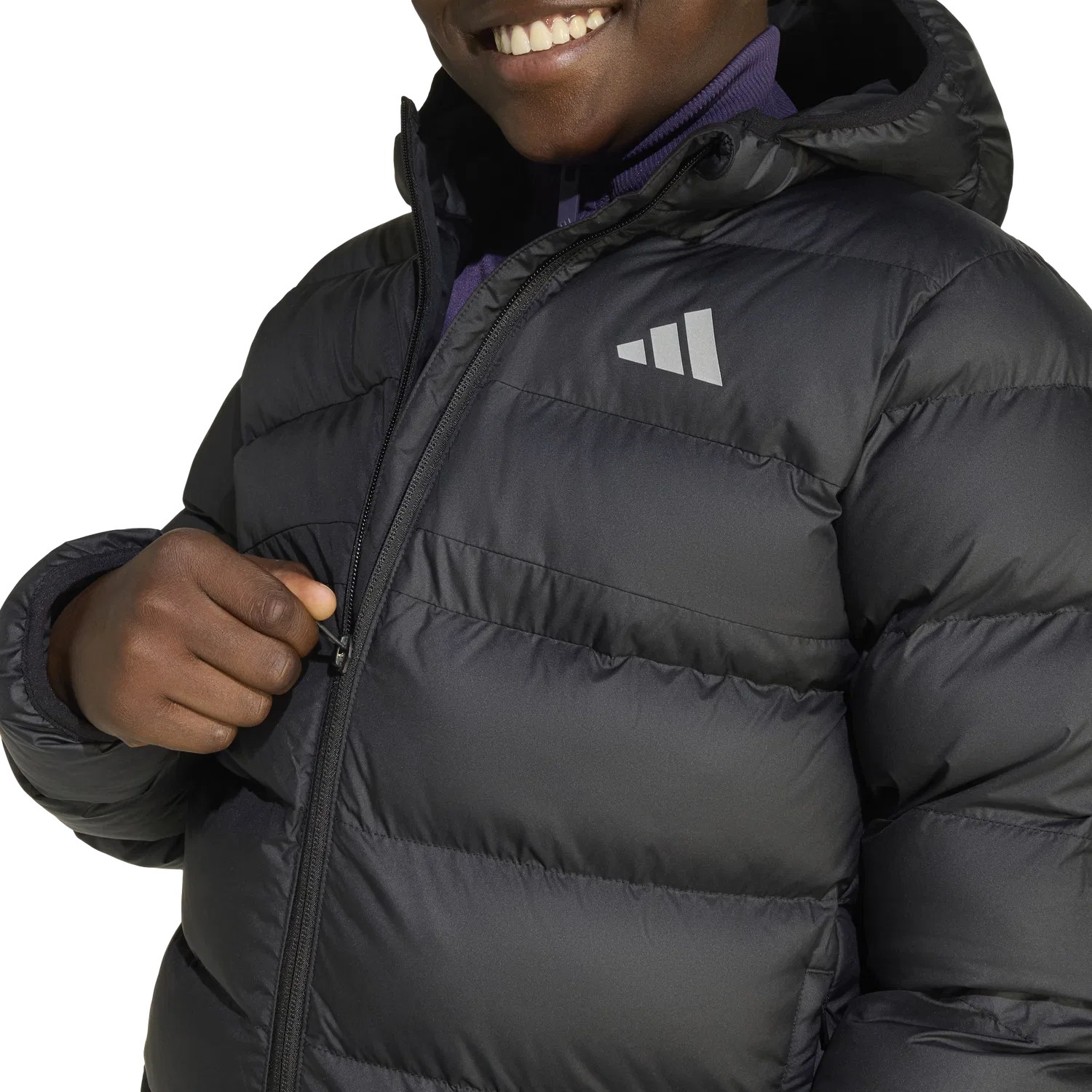Детская спортивная куртка с капюшоном Adidas, черный — фото 4