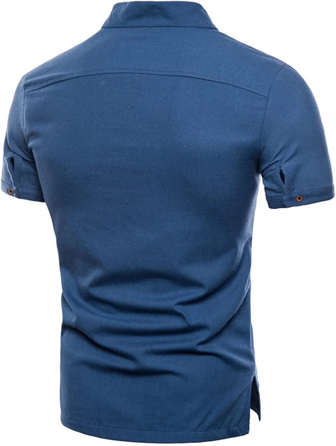 Мужская хлопковая рубашка-поло Henley Slim Fit, Blue — фото 2
