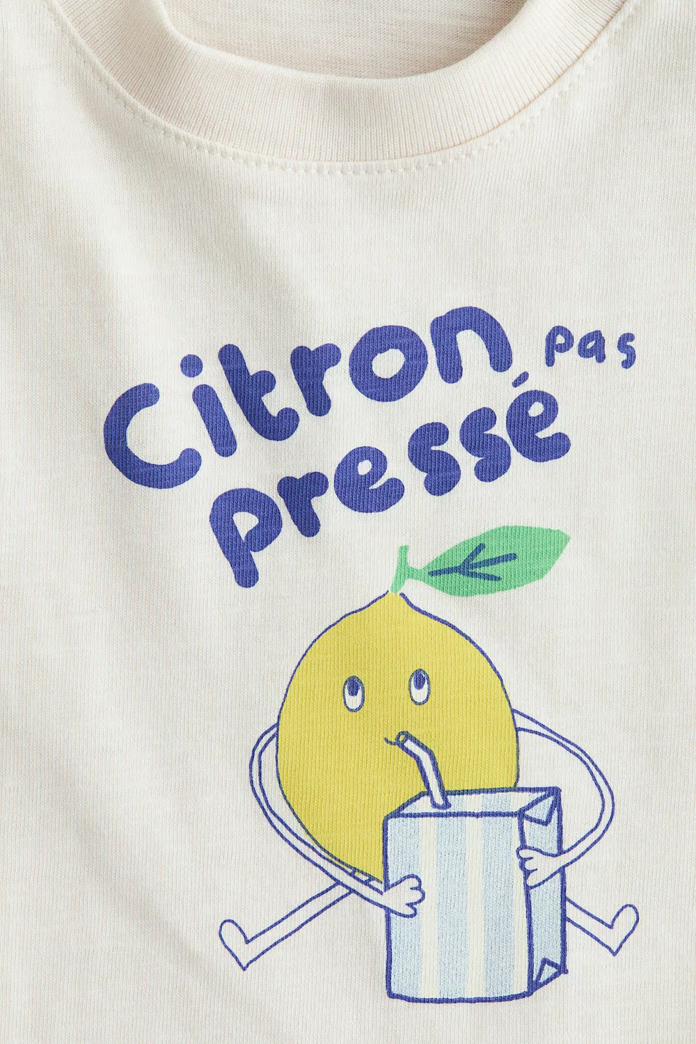 Футболка с вышивкой H&M, Cremefarben/Citron Pas Pressé — фото 2