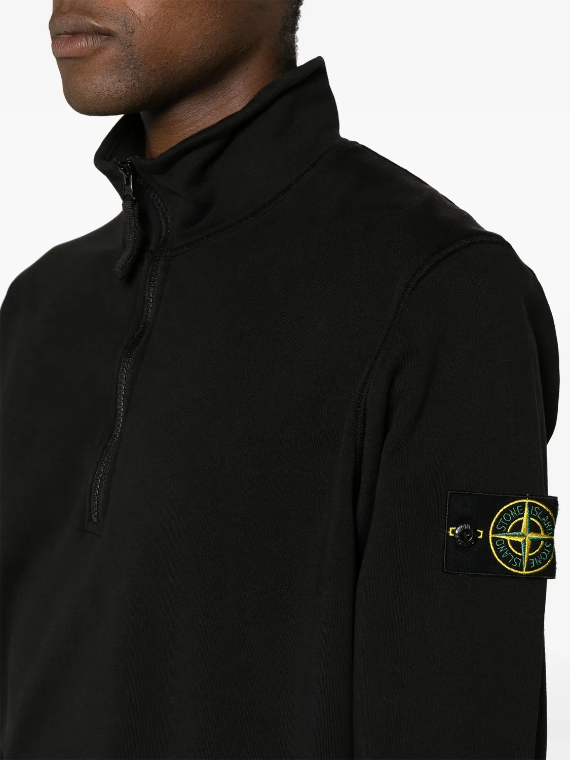Толстовка с молнией и патчем на груди Stone Island, черный — фото 4