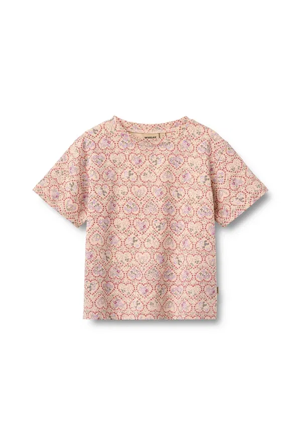 Футболка с цветочным принтом Ella Wheat, Magenta Heart Flowers, пурпурный — фото 3