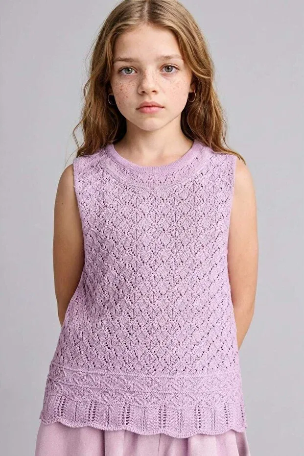 Детская майка с ажурным узором Defacto, Purple-Pr249