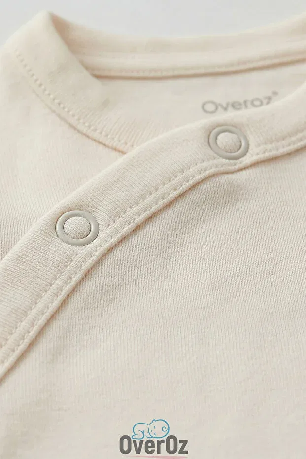 Детский комбинезон для девочек с принтом Fairy Printed Overoz, Экру-5 — фото 3
