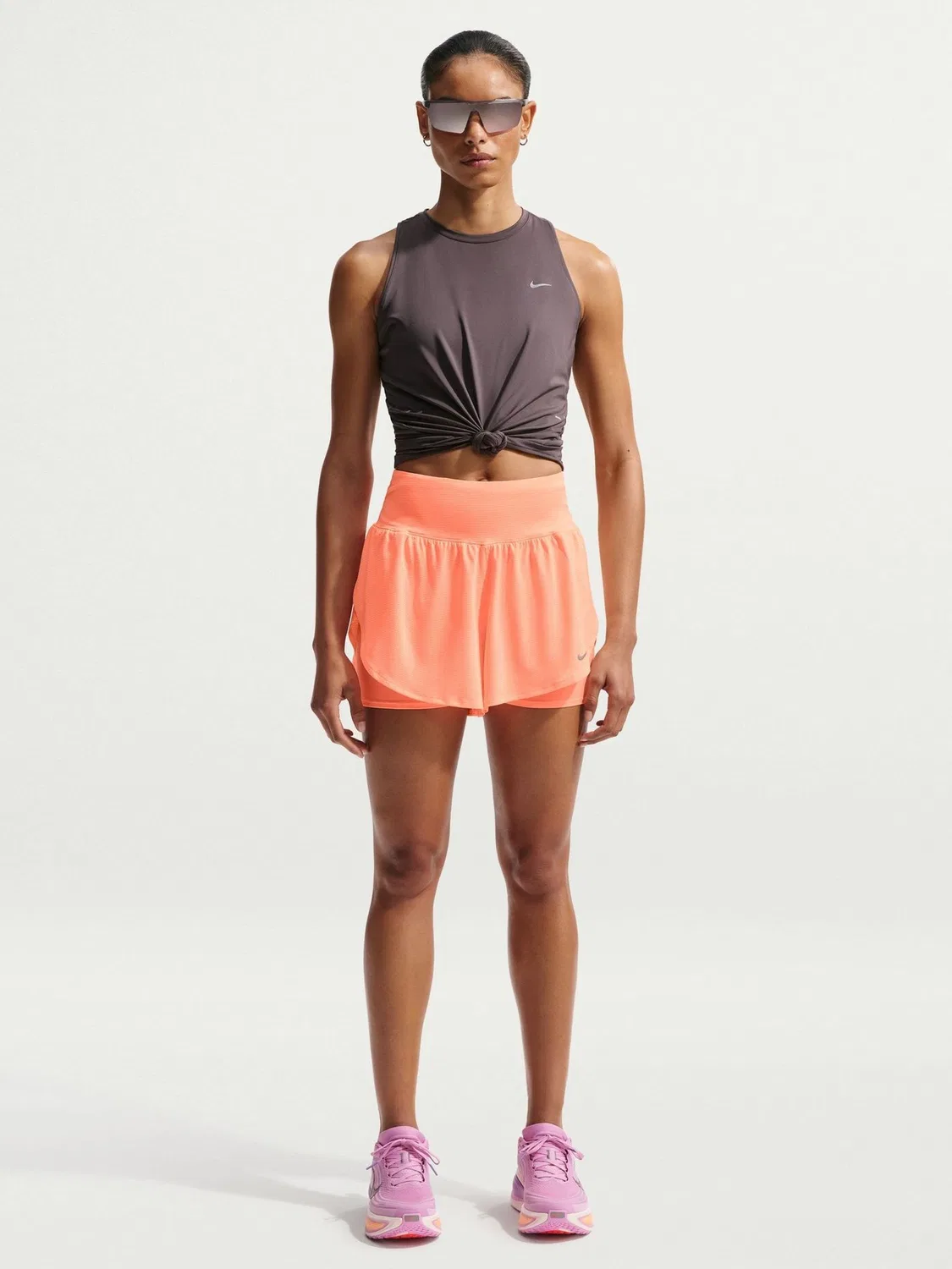 Шорты для бега, 2-в-1 Nike Tempo Flow Dri-FIT Nike, Оранжевый импульс — фото 3