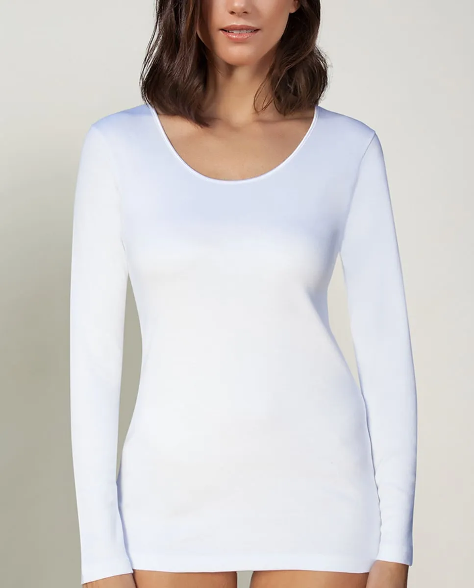 

Женская трикотажная кофта с длинными рукавами и атласной окантовкой Vittoria B. Intimo, белый