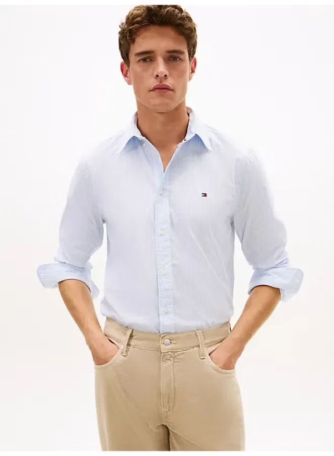 Рубашка с принтом в вертикальную полоску Th Flex Tommy Hilfiger, голубой