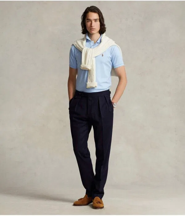 Мужское поло Slim Fit Polo Ralph Lauren, Azzurro — фото 2