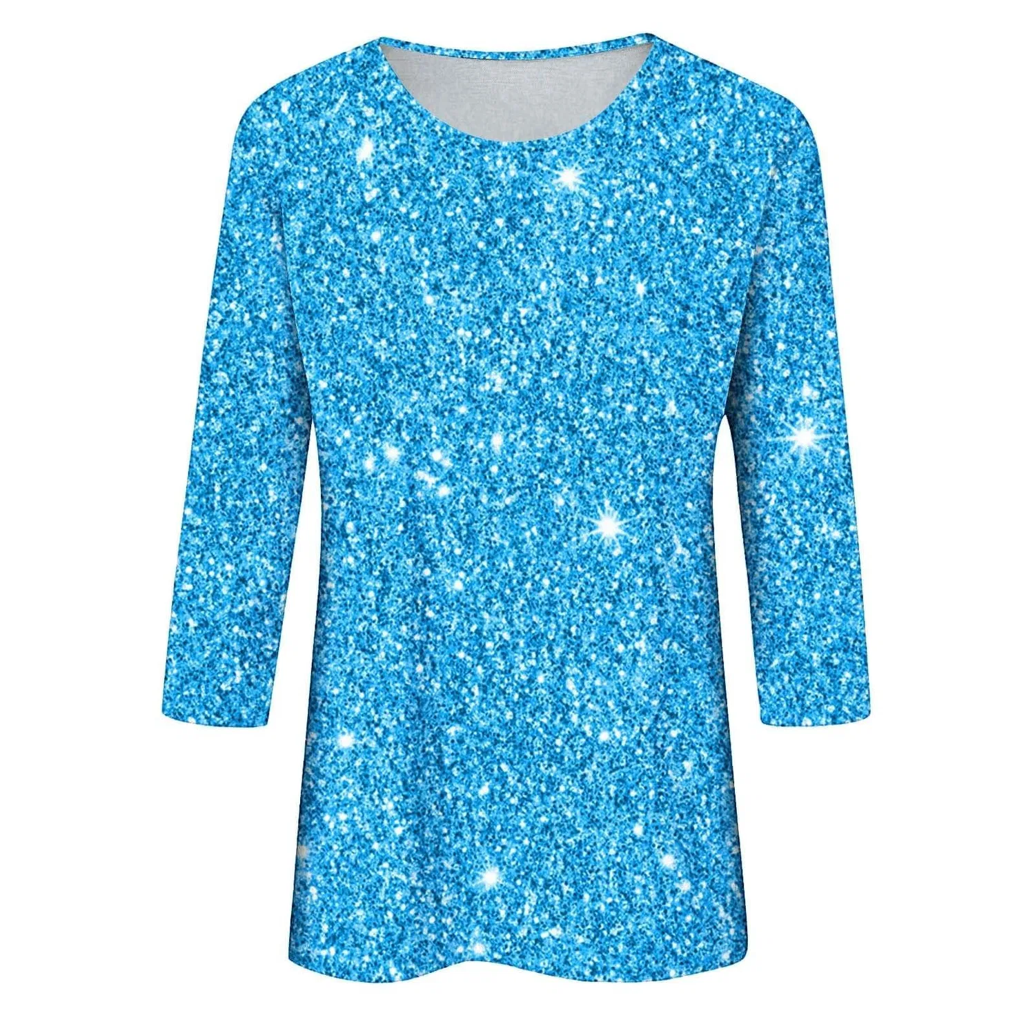 Женская футболка с блестками V-образным вырезом Retro Top, Blue — фото 4