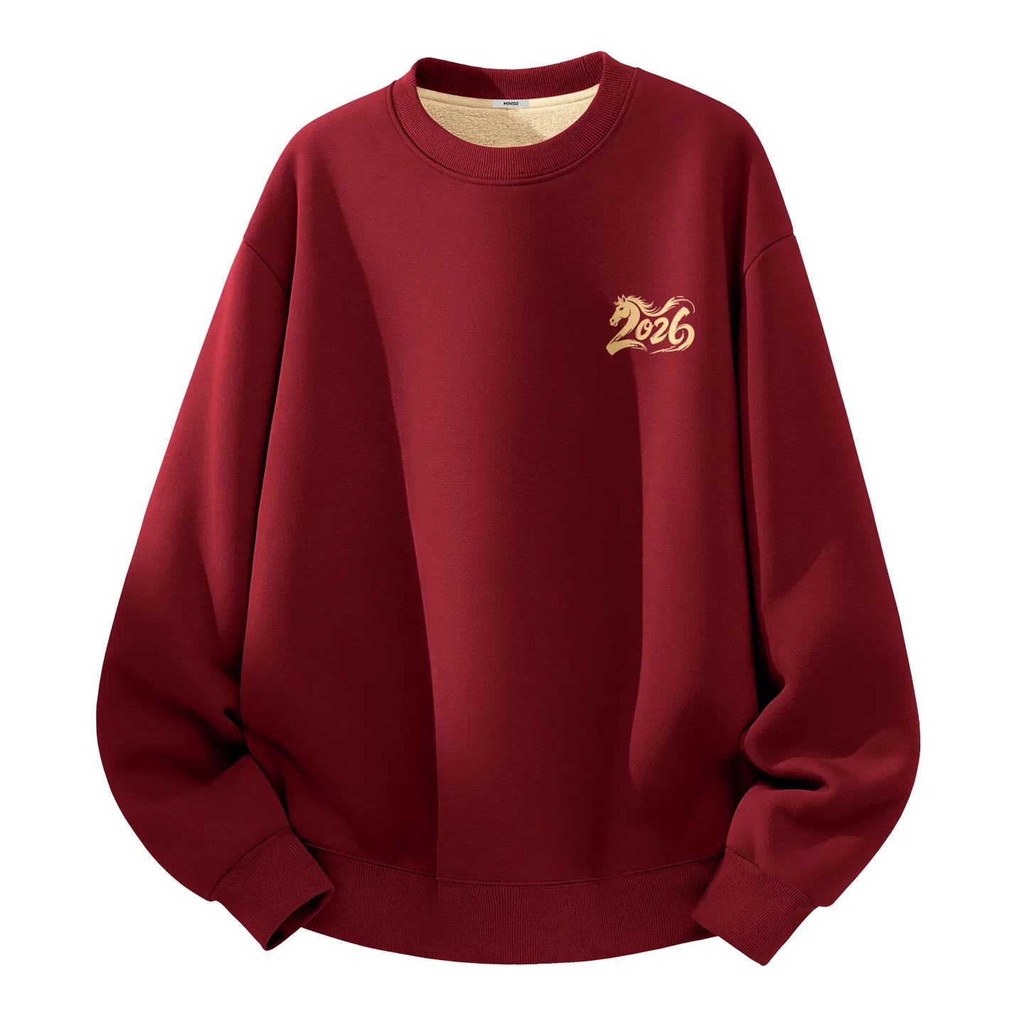 Детский свитшот с принтом MINISO, [Thermal Sherpa]Black (Gold-Plated Chest Logo) — фото 3