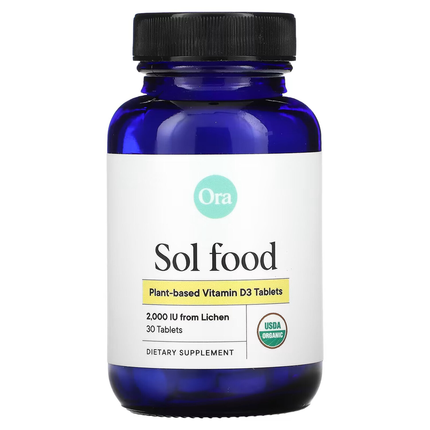 

Ora, Sol Food, растительный витамин D3, 2000 МЕ, 30 таблеток