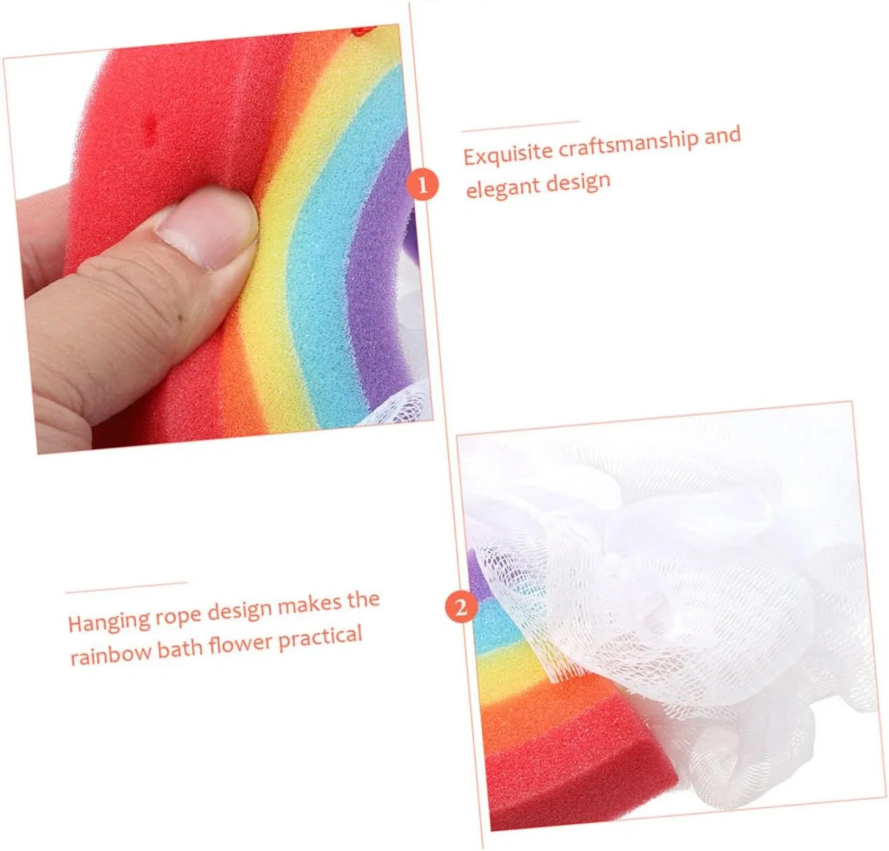 Мочалка для душа Rainbow Body Brush, 12 шт, Amosfun, мультиколор — фото 3