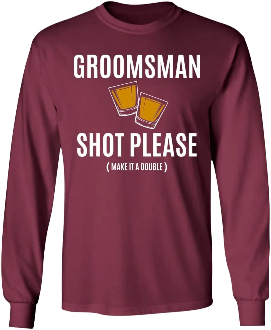 Мужская футболка с длинным рукавом с принтом Groomsman Shot, Dark Heather — фото 4