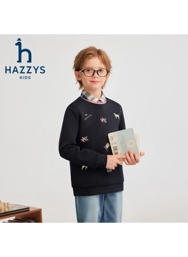 Свитшот с вышитым логотипом Hazzys, темно-синий