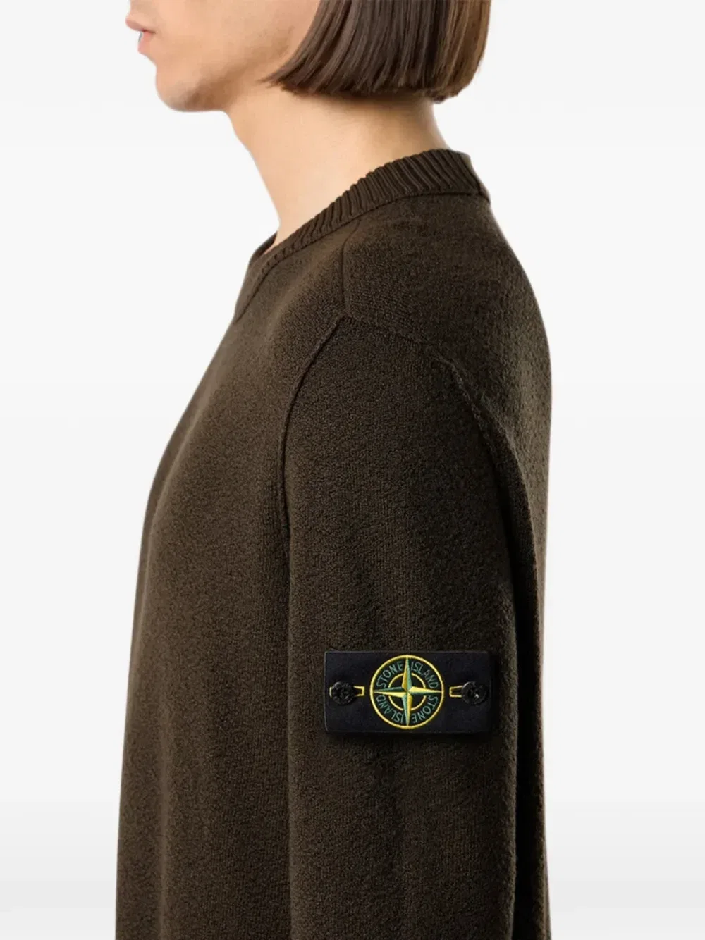 Свитер с нашивкой-логотипом Stone Island, коричневый — фото 3