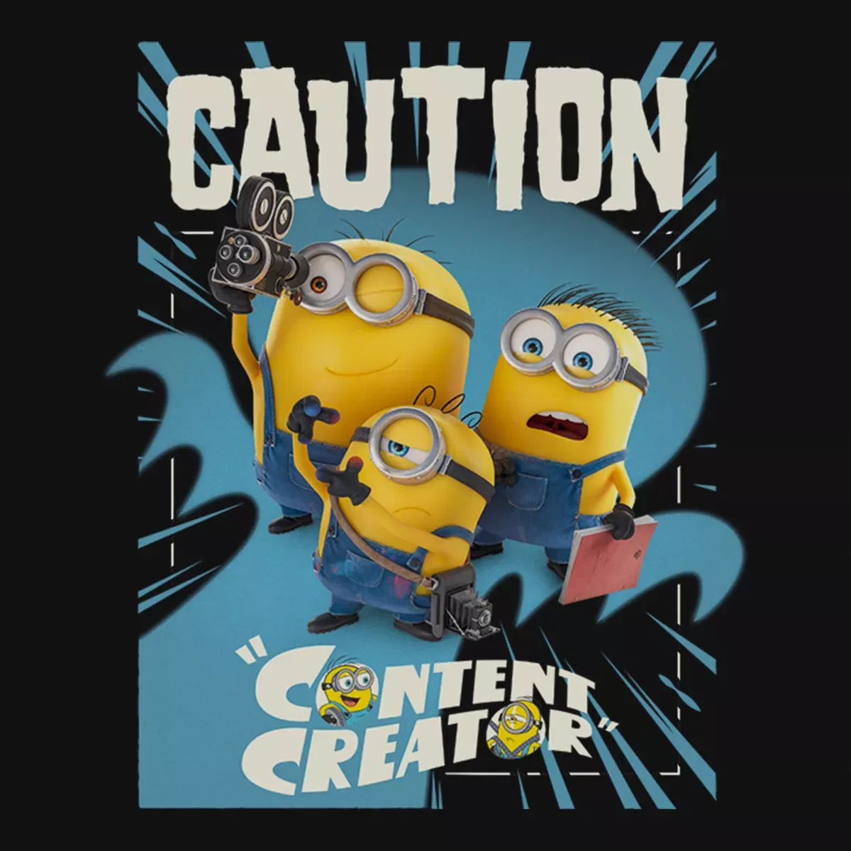 Детское хлопковое платье-футболка с принтом Minions & Monsters Alert Content Creator Minions, Черный — фото 2
