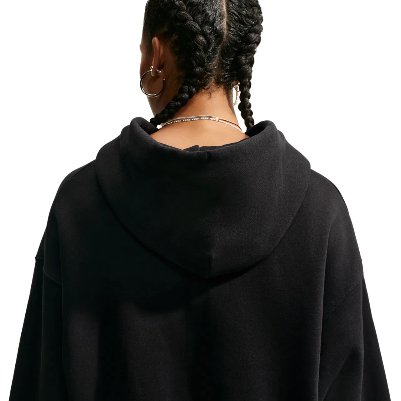 Женский укороченный худи с молнией Studio Fleece Nike, Total Black Sail — фото 2