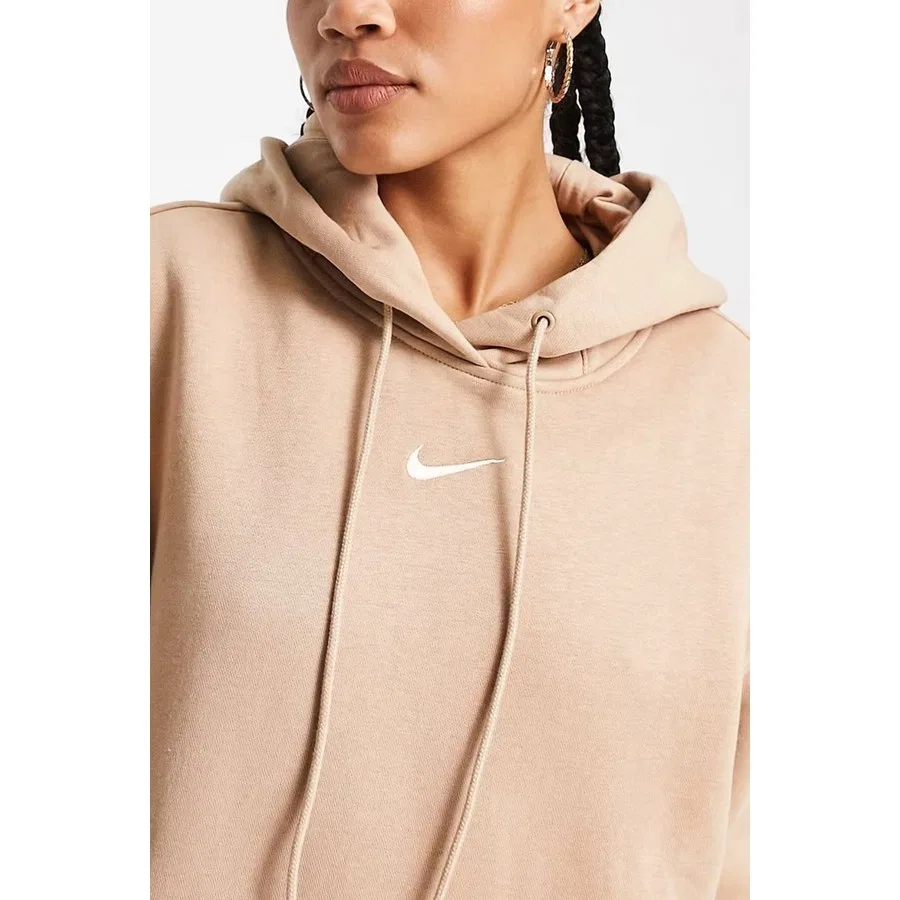 Женский худи оверсайз с капюшоном Phoenix Fleece Nike, Бежевый — фото 4
